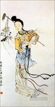 Qi Baishi 小さな女の子の古い中国のインク Oil Paintings